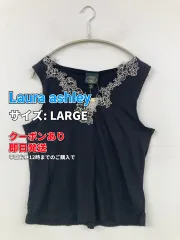 Laura ashley ローラアシュレイ タンクトップ LARGE ブラック 花柄・ボタニカル柄 刺繍 カップなし レディースのサムネイル