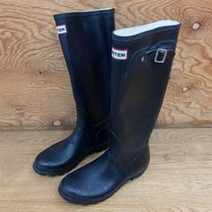 HUNTER ハンター レインブーツ ロングブーツ ネイビー 24cm - メルカリ