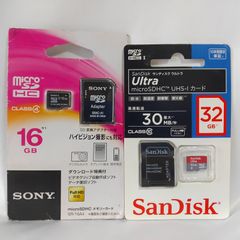 [Unused, Stored Item] MicroSD Card Set of 2: 16GB & 32GB, SONY SanDisk, with SD Adapter. Bundle sale. Unused. W-643
