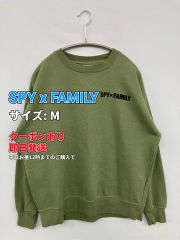SPY x FAMILY 스웨트 M 그린 코튼 무지 전면 프린트 백 프린트 원포인트 브랜드 로고 긴팔 여성