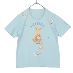ベビーピンクハウス★ぬいぐるみうさぎ♪半袖Tシャツ ワッペン ロゴpt サイズM(110cm) 水色系 z21895のサムネイル