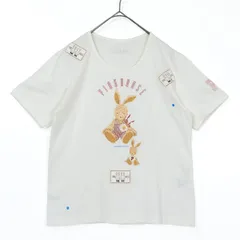 ベビーピンクハウス★ぬいぐるみうさぎ♪半袖Tシャツ ワッペン ロゴpt サイズM(110cm) 白系 z21896のサムネイル