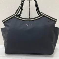 Y5913　agnes b. VOYAGE　アニエスベーボヤージュ　 トートバッグ　無地　ロゴ　ナイロン　 ブラック系　黒　レディースのサムネイル