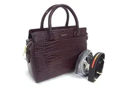 Paul Smith ポールスミス ハンドバッグ 2WAYバッグ PWR412 ワイン系 クロコ型押しレザー レディース ショルダーバッグ ゴールド金具 新品未使用展示品のサムネイル