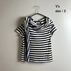 Y's yohji yamamoto 2012ss archive volume neck Tee 2 M YB-T98-060 ワイズ ヨウジヤマモト ボリュームネック 巻き ボーダー Tシャツ レア アーカイブのサムネイル