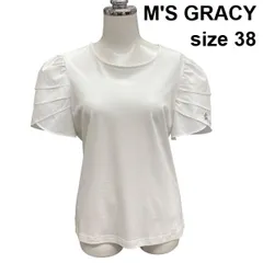 □ エムズグレイシー M'S GRACY プルオーバー ブラウス 半袖 パワーショルダー カットソー トップス 刺繍 白 綿混 38 レディース Z6C562のサムネイル