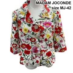 ◇ マダムジョコンダ MADAM JOCONDE ジャケット 七分袖 ショート丈 袖口3つボタン 花柄 マルチカラー コットン L 11号 レディース Z6D272のサムネイル