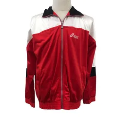 90年代/90’s asics アシックス トラックジャケット ヴィンテージ ジャージ ブルゾン トレーニングウェア ライトアウター Ｌサイズ レッドのサムネイル