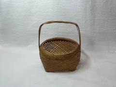 竹かご 持ち手付き 竹細工 かご バスケット 小物入れ 和風 レトロ ヴィンテージ Bamboo Basket Woven Japanのサムネイル