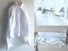 希少 90s-00sビンテージ agnes b. アニエスベー ロング襟/ロングカフス コットン シャツ ブラウス 白 ホワイト 日本製 アーカイブのサムネイル
