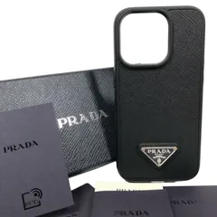 未使用品【プラダ】本物 PRADA 三角ロゴプレート トライアングル iPhone 14 Por 対応 2ZH 163 アイフォンケース サフィアーノレザー 箱付きのサムネイル