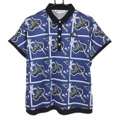 超美品】パーリーゲイツ 半袖ポロシャツ ネイビー×レッド ハート総柄