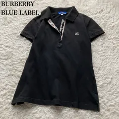 バーバリーブルーレーベル BURBERRY BLUE LABEL コットン ストレッチ ポロシャツ 半袖 黒 ブラック 38 M相当 レディース ノバチェック ホースロゴ刺繍 上品 きれいめ カジュアル デート お出かけ 春夏 着回し 美品のサムネイル