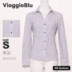 美品 Viaggio Blu トップス シャツ　長袖　スキッパー　ストライプ柄　綿混　日本製のサムネイル