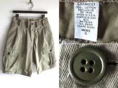 希少 USA製 90sビンテージ GRAMICCI グラミチ ベルトループ切替 コットンツイル カーゴショーツ タック ショートパンツ S カーキ VINTAGEのサムネイル