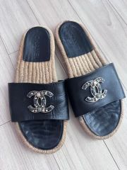 CHANEL シャネル ツイード ココマーク エスパドリーユ スライド