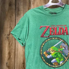 ゲーム Tシャツ ゼルダの伝説 リンク 剣 盾 サークル グラフィック キャラ アニメ 緑 - 00s Mサイズ 古着 ビンテージ used vintage  p20/