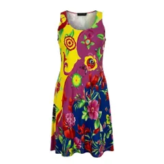 g13 【美品】Versace istante ノースリーブドレスワンピース 花柄 ストレッチ イタリア製 マルチカラー レディース 女性用k02iのサムネイル