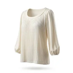 プロポーションボディドレッシング　PROPORTION BODY DRESSING プリーツ カットソー ブラウス 3 M〜L 白 七分袖 パフスリーブ 上品 オフィス きれいめ 春夏のサムネイル