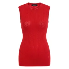 Eg13 DOLCE＆GABBANA ニットベスト トップス イタリア製 38サイズ レッド レディース 女性用ta1のサムネイル