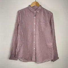 Steven Alan スティーブンアラン UNITED ARROWS ユナイテッドアローズ 長袖シャツ ストライプ柄 レギュラーカラー フロントボタン 胸ポケット コットン58%リヨセル42% 日本製 カジュアル ピンク系 サイズM　NB31のサムネイル