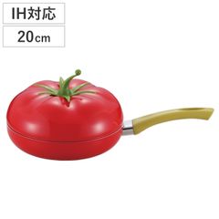 Tomato Frying Pan 20cm IH Compatible (Gas stove compatible, stir-fry pan, aluminum, non-stick coating, with lid, tomato shape, 20cm, easy to clean, cooking utensil, tomato motif, tomato design, vegetable motif)