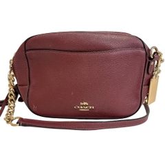 COACH ペブルレザー カメラバッグ ショルダーバッグ タッセル ボルドー 