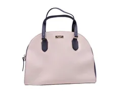 kate spade ケイトスペード 牛革 レザー ロゴ ラウンドファスナー ハンド バッグ ライトベージュx黒 ■■ レディースのサムネイル