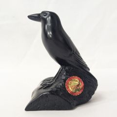外観良好 那智黒石 八咫烏 置物 高さ8cm ヤタガラス 手磨き工芸品