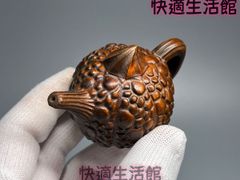 中国古美術・桃図三尺画芯・斉白石印款・水墨彩色画・純手描き・文房
