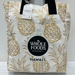 5927　【美品】　WHOLE FOODS　ホールフーズ　タグ付き　トートバッグ　パイナップル　トートバッグ　キャンバス　オフホワイト　レディース　メンズ　ユニセックス　大きめ　大容量　ハワイのサムネイル