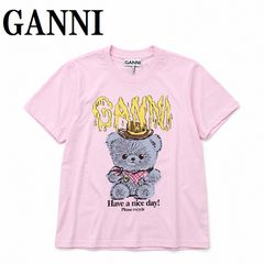 ガニー GANNI A1050074 868 S M L Tシャツ 半袖 ロゴ テディ プリント おしゃれ ウィメンズ レディース チョークピンク