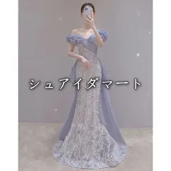 スパンコール魚尾イブニングドレス ウェディングドレス オフショルダー演奏会ドレス 花嫁 二次会 フォトウェディング向け 結婚式 披露宴 二次会 前撮り フォトウェディング 成人式 卒業式 入学式のサムネイル