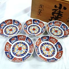 未使用☆木箱あり 陶仙窯 古伊万里風 染錦花柄 小鉢5個 小鉢揃【店舗