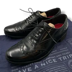 TRAVEL SHOES by chausser トラベルシューズバイショセ ブラックガラスレザー 撥水ウイングチップシューズ レザーシューズ 革靴 ブラック 黒 サイズ38 レディース 通年 ゴーゴー古着セントラルパーク名古屋店 26 No.久2588のサムネイル
