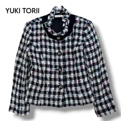 【YUKI TORII】ツイードジャケット フリル襟 ゴールドボタン　9号のサムネイル