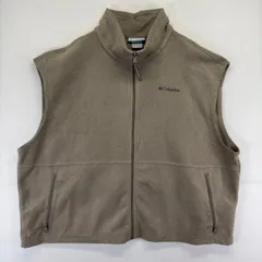 古着 コロンビア Columbia ベスト フリース ロゴ刺しゅう アウトドア 大きいサイズ フルジップ ワンポイント 4XL  ベージュ系 メンズのサムネイル