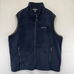 古着 エディー・バウアー Eddie Bauer ベスト フルジップ フリース 大きいサイズ ワンポイント ロゴ刺しゅう 2XL  ネイビー メンズのサムネイル