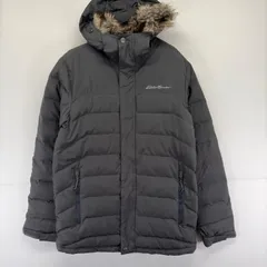 古着 エディー・バウアー Eddie Bauer ジャケット アウトドア フーディー ファー付き ダウン ワンポイントロゴプリント S  グレー メンズのサムネイル