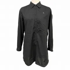 【中古】[印象B] LACOSTE ラコステ プルオーバー シャツワンピース シャツチュニック ロング丈シャツ レディース 42 ブラック 黒 綿100% コットン100% ワンポイント レギュラーカラー 長袖 中国製 古着 左胸にワニの刺繍 ポケット無しのサムネイル