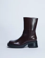 トップショップ レディース シューズ ブーツ・レインブーツ アンクル ブーツ ヒール Topshop Nina chunky heel ankle boots in chocolate Chocolaのサムネイル