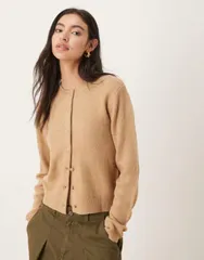 マンゴ レディース アウター カーディガン ニット Mango compact knit cardigan BROWN ブラウンのサムネイル