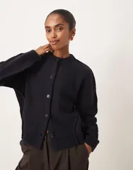 マンゴ レディース アウター カーディガン Mango chunky cardigan NAVY ネイビーのサムネイル