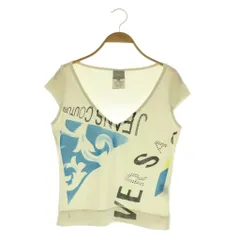 ヴェルサーチジーンズ VERSACE JEANS COUTURE カットソー 半袖 ラインストーン Vネック ストレッチ M ホワイト /MY ■OS ■GY35のサムネイル