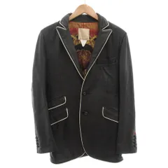 ダブルスタンダードクロージング ダブスタ DOUBLE STANDARD CLOTHING D/him テーラードジャケット シングル 2B 総裏地 センターベント 裏地総柄 ラムレザー 羊革 くるみボタン 48 黒 ブラック /GV ■GY01のサムネイル