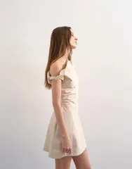トップショップ レディース トップス ワンピース ミニ Topshop structured mini dress with twisted shoulder Off white オフホワイトのサムネイル