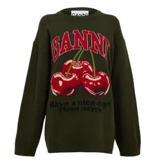 ガニー レディース アウター ニット・セーター クルーネック Ganni Womens Oversized Knitted Crew Neck Jumper Kalamataのサムネイル