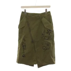 スカラー ScoLar スカート M ひざ丈 緑 グリーン グラフィックプリント アシンメトリージップ /LPのサムネイル