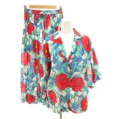 ダイアンフォンファステンバーグ DIANE von FURSTENBERG 美品 セットアップ シャツ フレアスカート S マルチカラー 花柄 半袖 ドローストリングウエスト ロング丈 絹 シルク混 /SJ ■ECE006のサムネイル