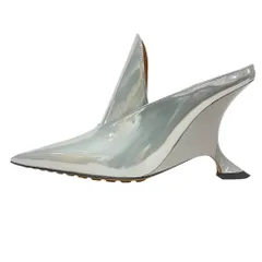 BOTTEGAVENETA/ボッテガヴェネタ  Rocket ウェッジヒール ラミネートレザー パテントレザー ミュール シルバー レディース ブランドのサムネイル